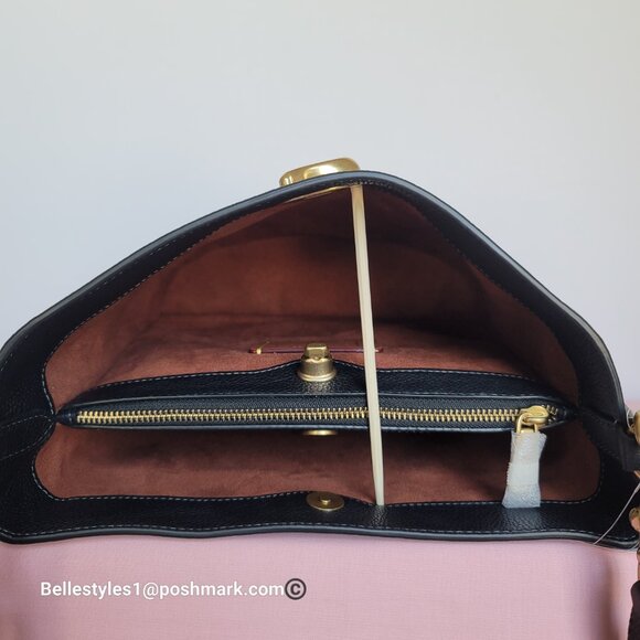 COACH Willow Polished Pebbled Leather Bucket Shoulder Bag- Black color ⭐ - Picture 13 of 16